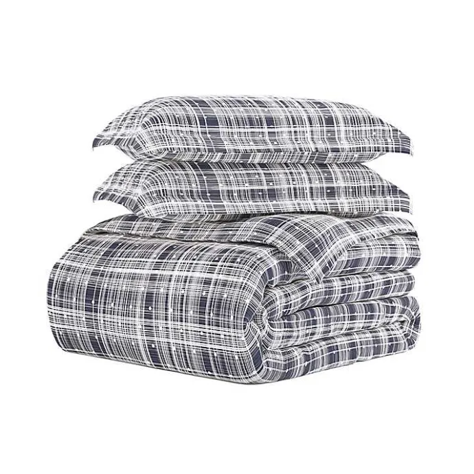 Discount Kirklands Home Navy Plaid Polka Dot 2-pc. Twin Duvet Cover Set