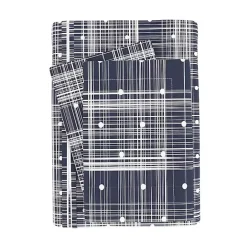 Discount Kirklands Home Navy Plaid Polka Dot 2-pc. Twin Duvet Cover Set