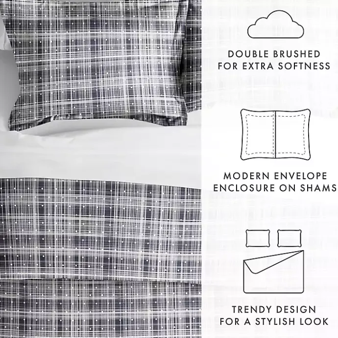 Discount Kirklands Home Navy Plaid Polka Dot 2-pc. Twin Duvet Cover Set