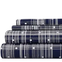 Hot Kirklands Home Navy Plaid Polka Dot 3-pc. Twin Sheet Set Blue