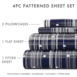 Hot Kirklands Home Navy Plaid Polka Dot 3-pc. Twin Sheet Set Blue