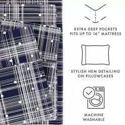 Hot Kirklands Home Navy Plaid Polka Dot 3-pc. Twin Sheet Set Blue