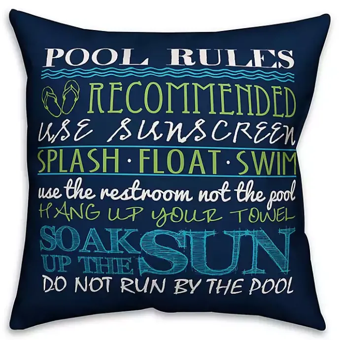 Sale Kirklands Home Navy Pool Rules Outdoor Pillow