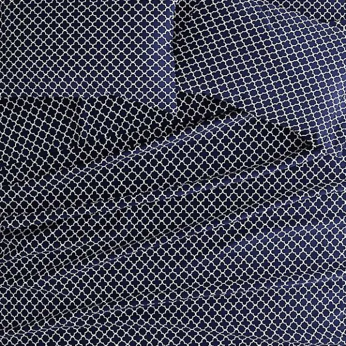 Best Kirklands Home Navy Quatrefoil 4-pc. Full Sheet Set Blue