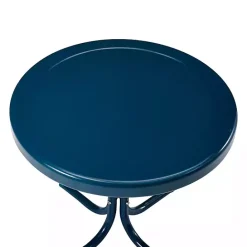 New Kirklands Home Navy Retro Metal Outdoor Side Table Blue