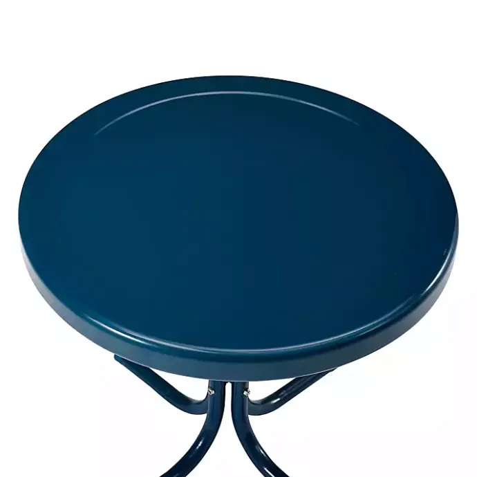 New Kirklands Home Navy Retro Metal Outdoor Side Table Blue
