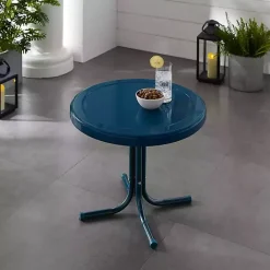 New Kirklands Home Navy Retro Metal Outdoor Side Table Blue