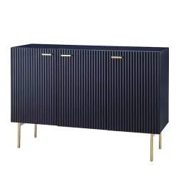 Discount Kirklands Home Navy Ribbed Wood Sideboard Cabinet Blue