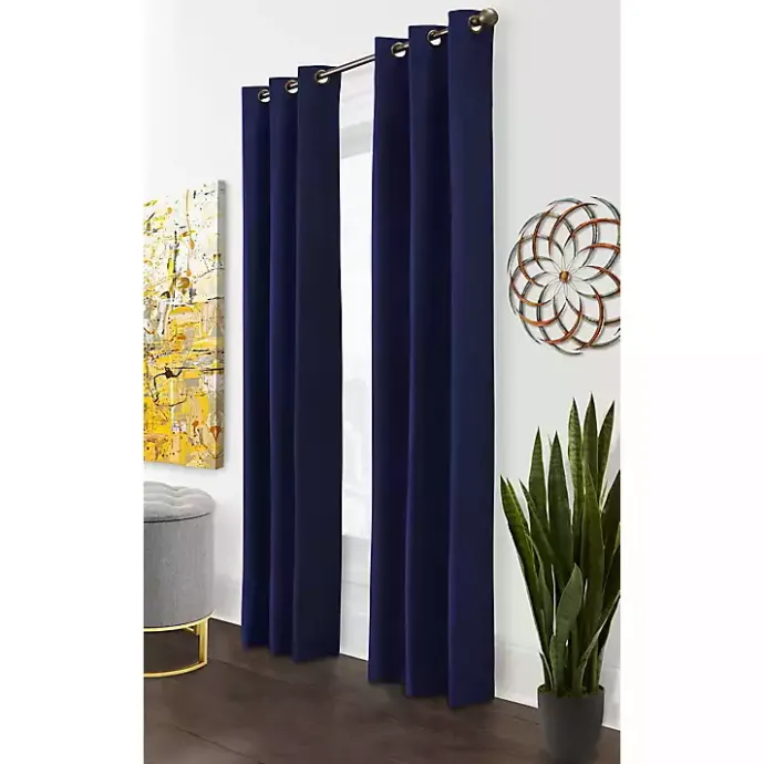 Best Kirklands Home Navy Room Darkening Curtain Panel Set, 95 in. Blue