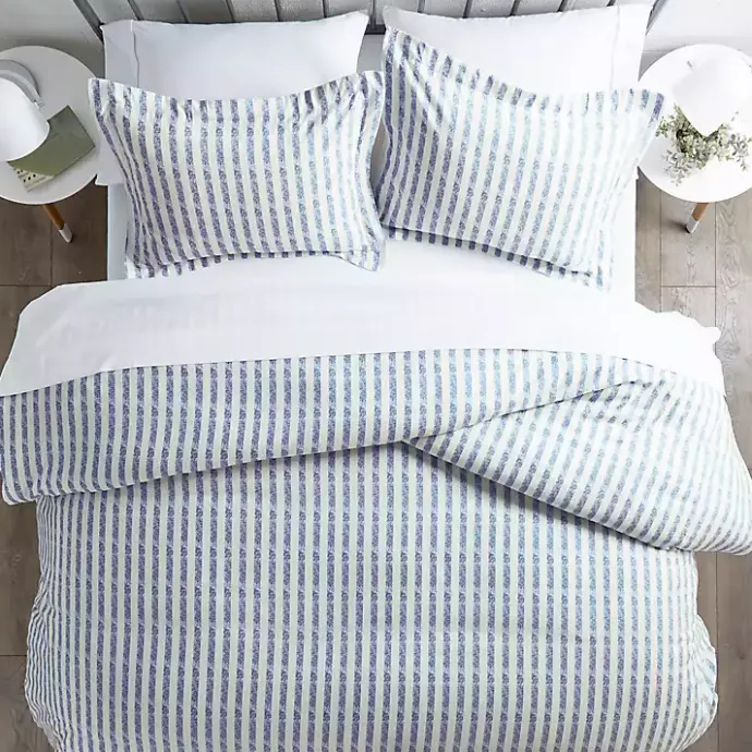 Kirklands Home Navy Rugged Stripes Puffed 3-pc. King Duvet Set Blue