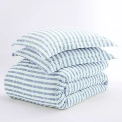 Kirklands Home Navy Rugged Stripes Puffed 3-pc. King Duvet Set Blue
