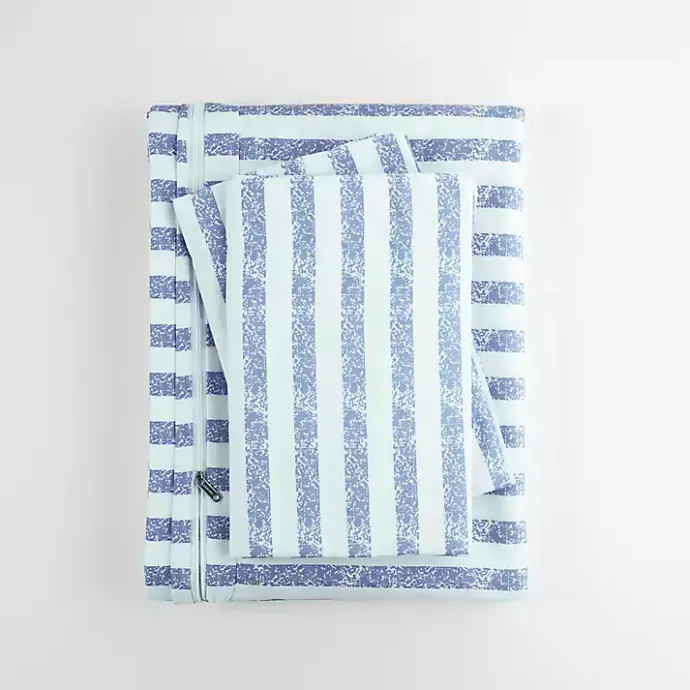 Kirklands Home Navy Rugged Stripes Puffed 3-pc. King Duvet Set Blue