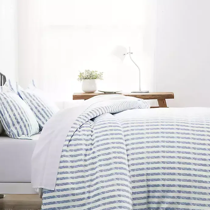 Online Kirklands Home Navy Rugged Stripes Puffed 3-pc. Queen Duvet Set