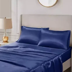 Online Kirklands Home Navy Satin Standard 2-pc. Pillow Case Set Blue