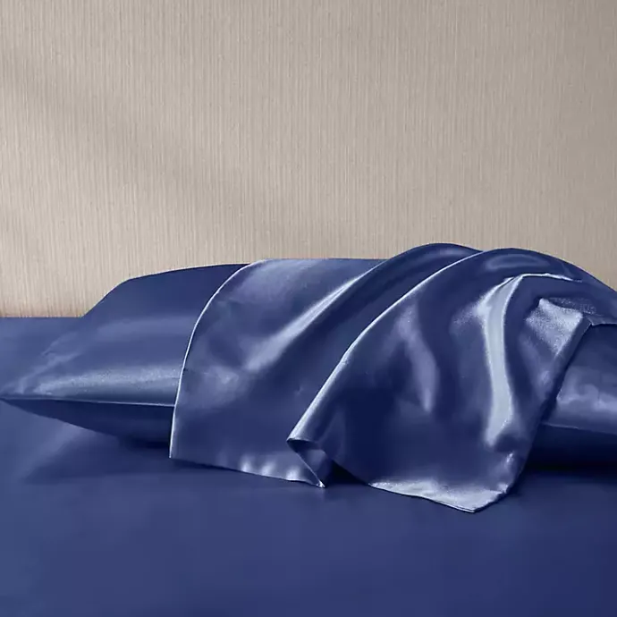 Online Kirklands Home Navy Satin Standard 2-pc. Pillow Case Set Blue