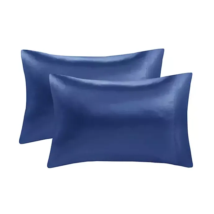 Online Kirklands Home Navy Satin Standard 2-pc. Pillow Case Set Blue