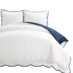 Clearance Kirklands Home Navy Scallop Edge 3-pc. Full/Queen Duvet Cover Set