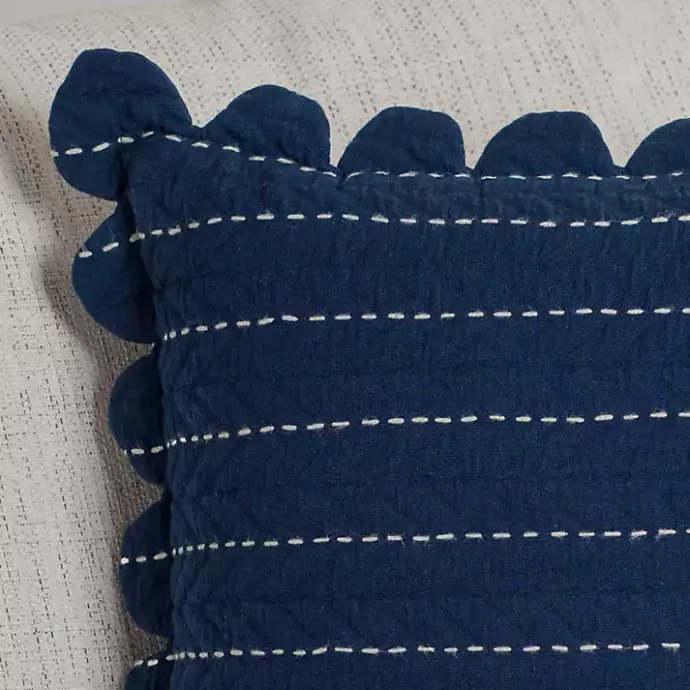 Hot Kirklands Home Navy Scalloped Edge Pillow Blue
