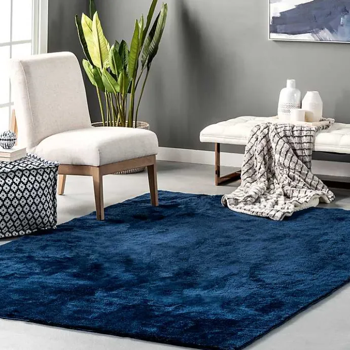 Best Kirklands Home Navy Shag Washable Area Rug, 5x8 Blue