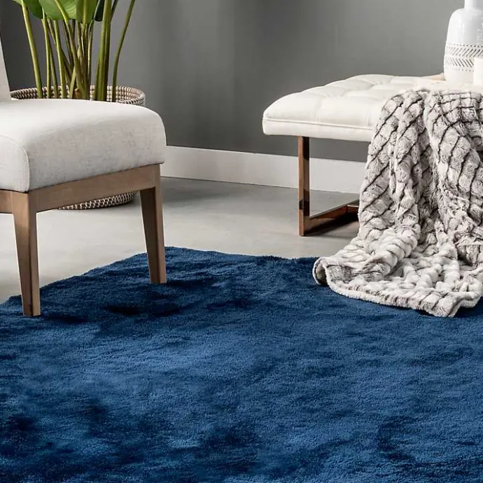 Best Kirklands Home Navy Shag Washable Area Rug, 5x8 Blue