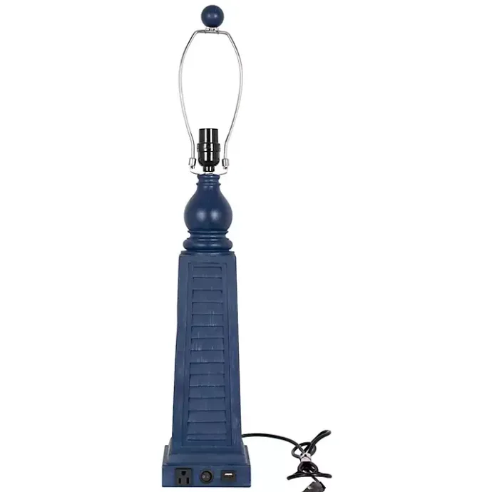 Sale Kirklands Home Navy Shutter Charging Table Lamps, Set of 2 White