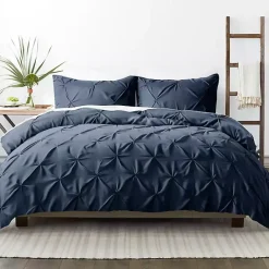 Hot Kirklands Home Navy Soft Pinched 3-Pc. Queen Duvet Cover Set Blue