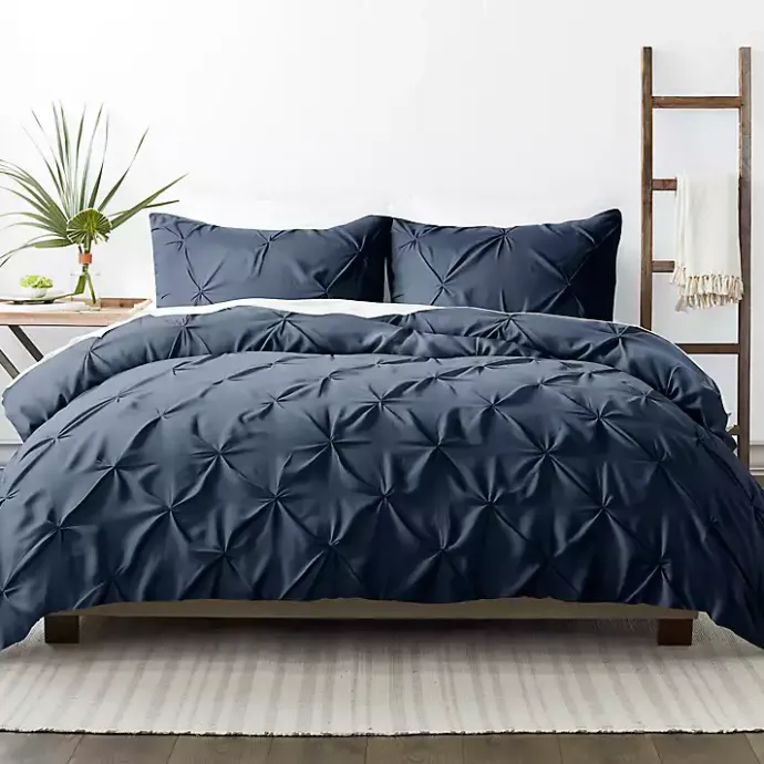 Discount Kirklands Home Navy Soft Pinched 3-pc. Twin Duvet Cover Set Blue