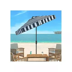 New Kirklands Home Navy Stripe Auto Tilt 9 ft. Outdoor Umbrella Blue