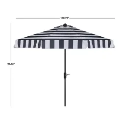 New Kirklands Home Navy Stripe Auto Tilt 9 ft. Outdoor Umbrella Blue