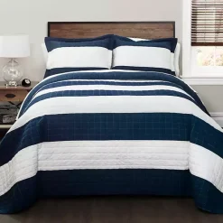 Best Kirklands Home Navy Stripe 3-pc. Full/Queen Quilt Set