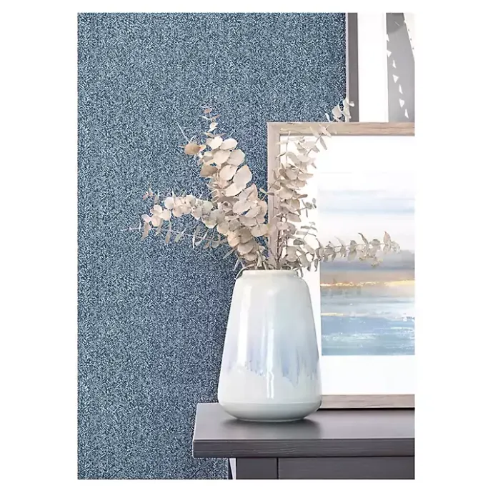 Sale Kirklands Home Navy Textured Cross Woven Peel & Stick Wallpaper Blue