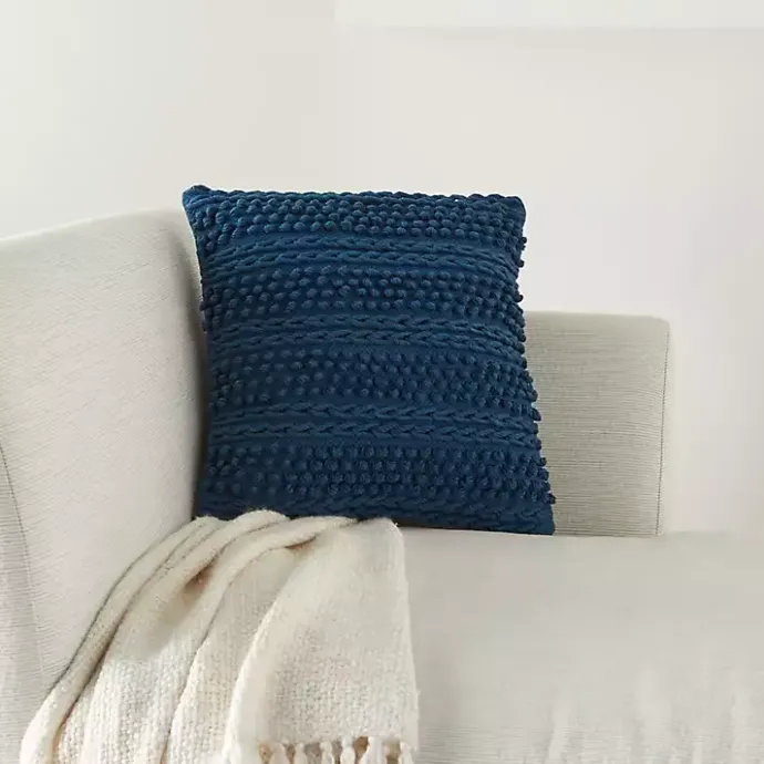 Online Kirklands Home Navy Textured Stripes Pillow Blue