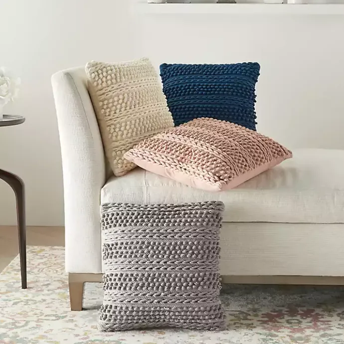 Online Kirklands Home Navy Textured Stripes Pillow Blue