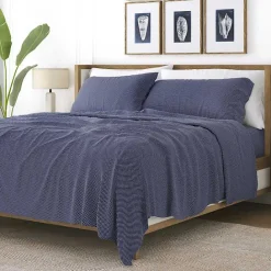 Online Kirklands Home Navy Tiny Hearts 3-pc. Twin Sheet Set Blue