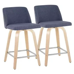 New Kirklands Home Navy Torino Upholstered Counter Stools, Set of 2 Blue