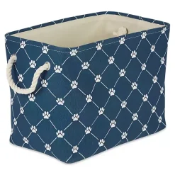 Discount Kirklands Home Navy Trellis Paw Print Storage Basket, 16 in. Blue