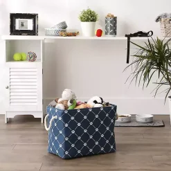 Discount Kirklands Home Navy Trellis Paw Print Storage Basket, 16 in. Blue