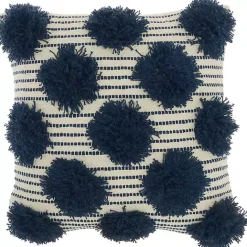 Clearance Kirklands Home Navy Tufted Pom Poms Throw Pillow