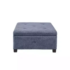 Sale Kirklands Home Navy Tufted Square Storage Ottoman Blue