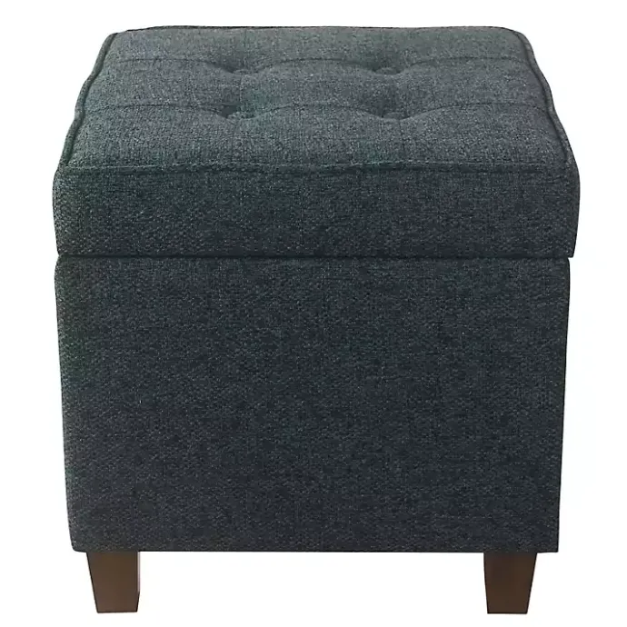 Best Kirklands Home Navy Tufted Upholstered Storage Ottoman Blue