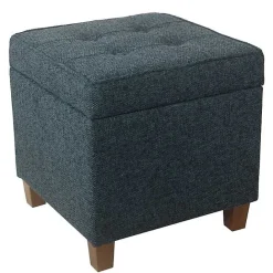 Best Kirklands Home Navy Tufted Upholstered Storage Ottoman Blue