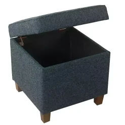 Best Kirklands Home Navy Tufted Upholstered Storage Ottoman Blue