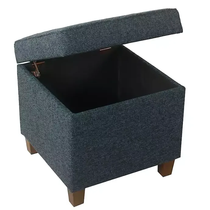Best Kirklands Home Navy Tufted Upholstered Storage Ottoman Blue