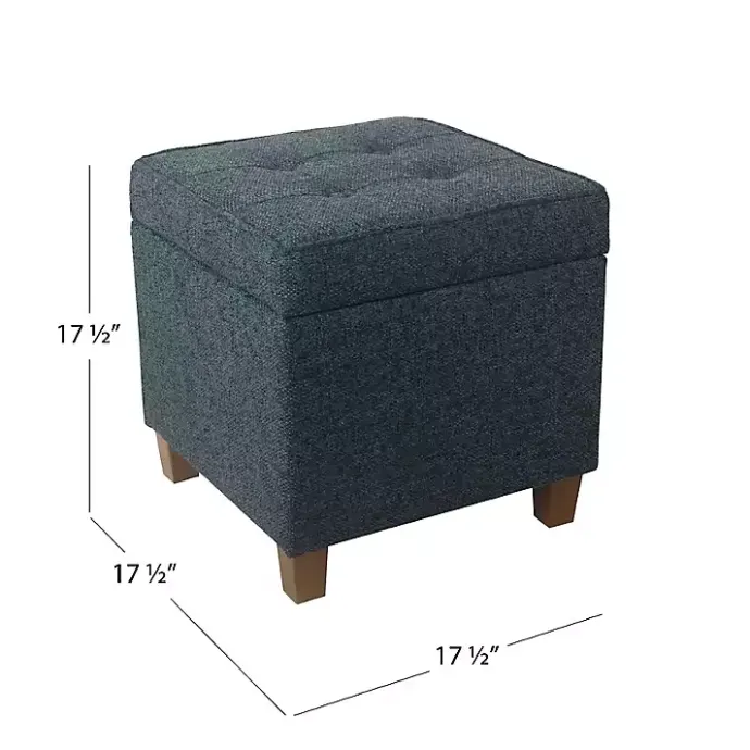 Best Kirklands Home Navy Tufted Upholstered Storage Ottoman Blue