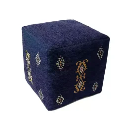 Best Kirklands Home Navy Turkish Motifs Ultra-Soft Pouf Blue