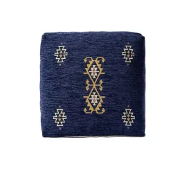 Best Kirklands Home Navy Turkish Motifs Ultra-Soft Pouf Blue