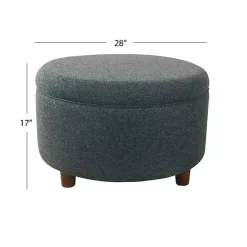 Outlet Kirklands Home Navy Upholstered Round Storage Ottoman Blue