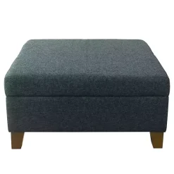 Online Kirklands Home Navy Upholstered Square Storage Ottoman Blue