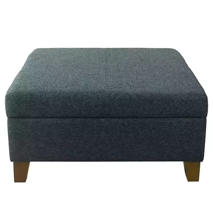 Online Kirklands Home Navy Upholstered Square Storage Ottoman Blue