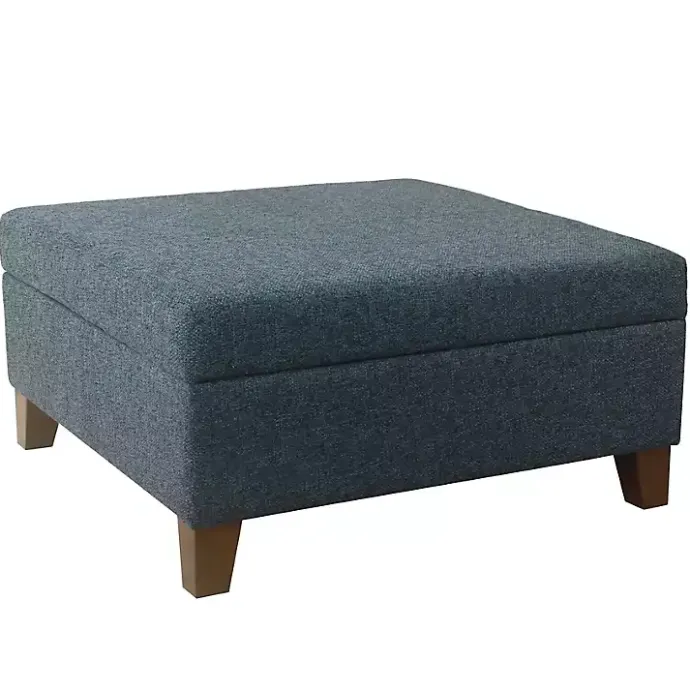 Online Kirklands Home Navy Upholstered Square Storage Ottoman Blue